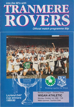 Tranmere Rovers v Wigan Athletic Match Programme 1990-10-01